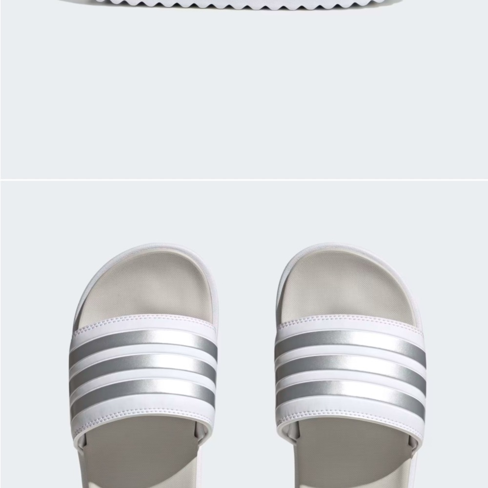 Adidas Women's Silver Slides - Adilette Platform Slide Sandal